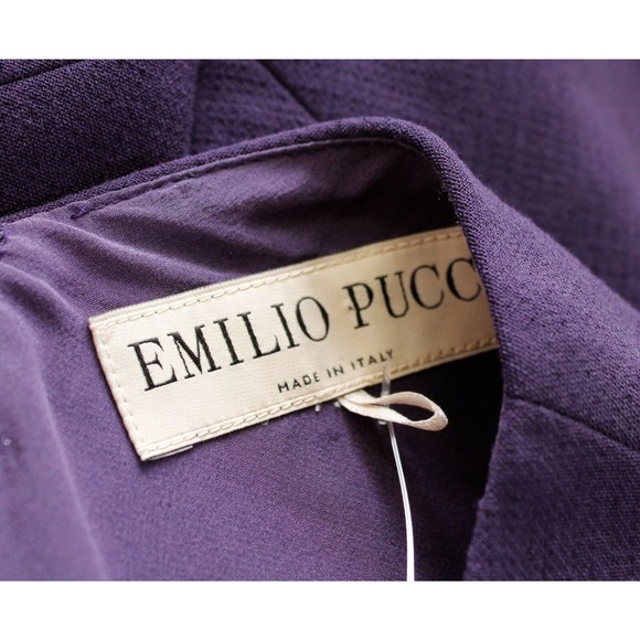 Emilio Pucci Purple Wool Blend Black Mesh Cutout Sheath Dress Size US 4 - Picture 2 of 8